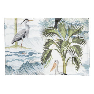 Hawaiian vintage, floral summer pattern. pillowcase