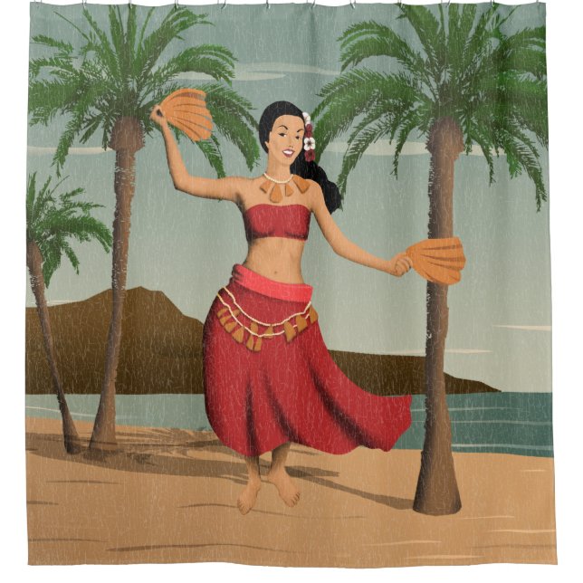 Hawaiian Vintage Hula Girl Distressed Postcard (Front)