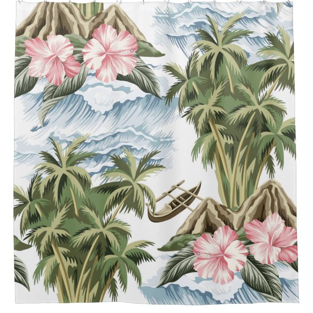 Hawaiian vintage island,  palm tree,  boat,  pink  (Front)