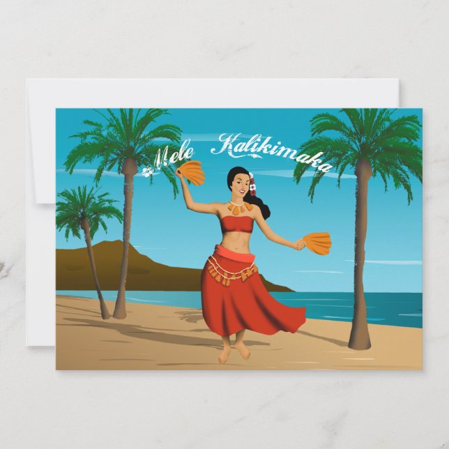 Hawaiian Vintage Mele Kalikimaka Customizable Invitation (Front)