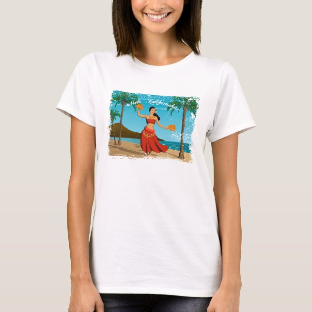 Hawaiian Vintage Mele Kalikimaka Postcard T-Shirt (Front)