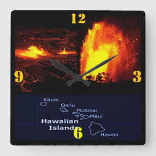 Hawaiian Volcano lava flow Square Wall Clock