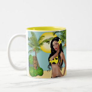 Hawaiian Wahine Pin-up Tiki Day Mugs