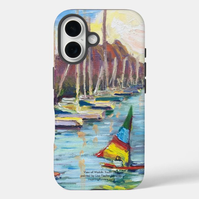 Hawaiian Waikiki Yacht Club with a view of Diamond Case-Mate iPhone Case (Back)