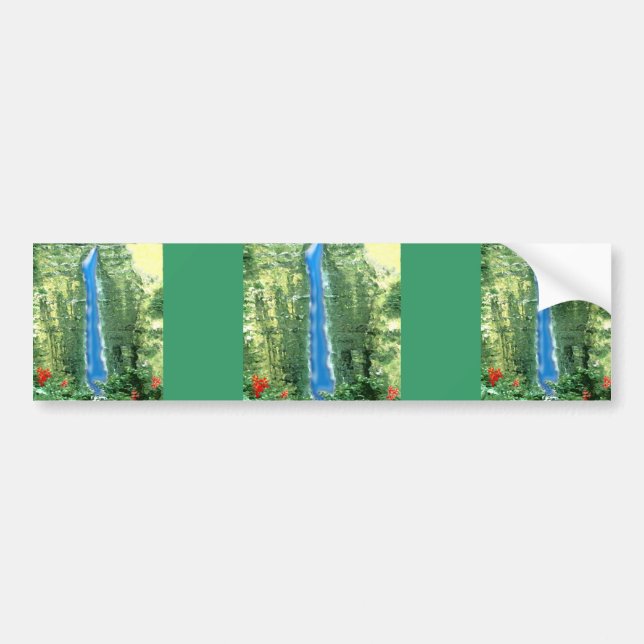 Hawaiian Waterfall Art Bumper Sticker (Front)