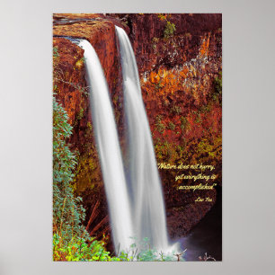 Hawaiian Waterfall With Lao Tzu Quote Poster