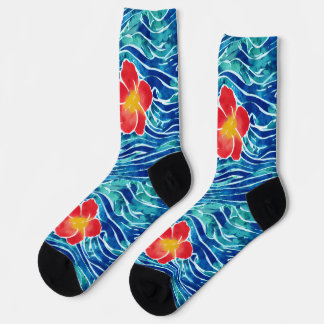Hawaiian Waves and Flower Surfing Socks