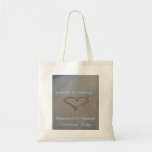 Hawaiian Wedding Heart in Sand Tote Bag<br><div class="desc">A fun tote bag to commemorate your wedding in Hawaii.  Personalize with name of bride,  groom,  and anniversary date.</div>