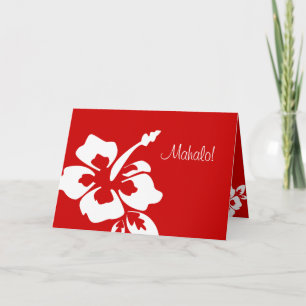 Hawaiian Wedding Thank You Cards Hibiscus Red