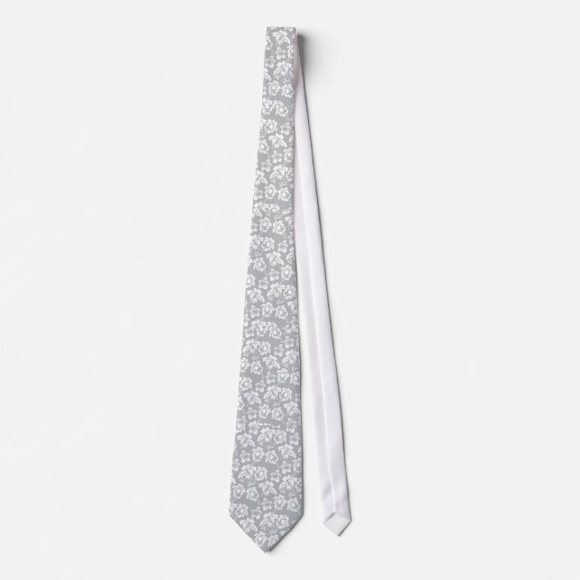 Hawaiian White Flower Tie (Front)