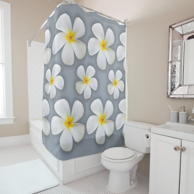 Hawaiian White Plumeria Flowers on silver (In Situ)