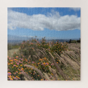 Hawaiian Wildflower Field Landscape Photo Jigsaw Puzzle