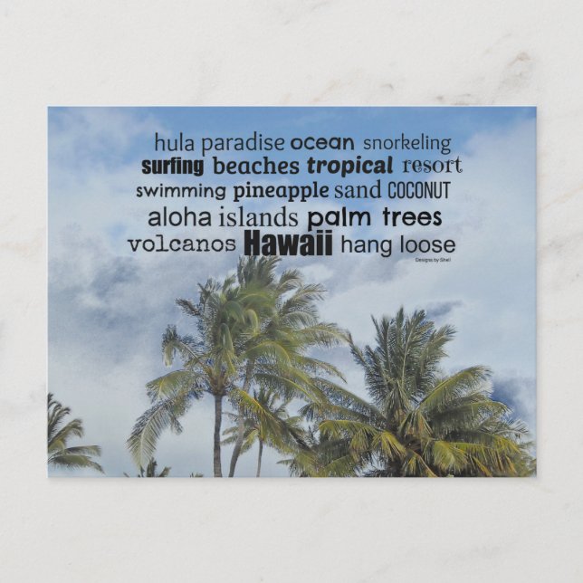 Hawaiian Word Collage Postcard (Front)
