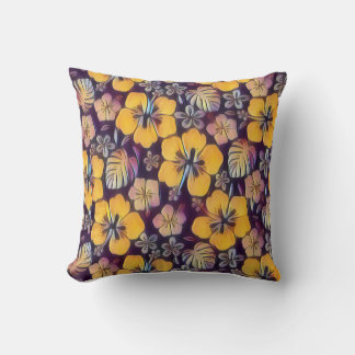 Hawaiian Yellowish Hibiscus Throw Pillow