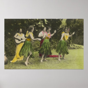 HawaiiHula Dancers in ColorHawaii Poster