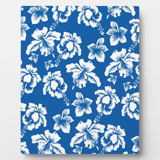 Hawiian Blue Flower Pattern Plaque (Front)