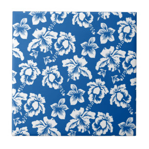 Hawiian Blue Flower Pattern Tile