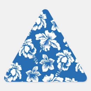 Hawiian Blue Flower Pattern Triangle Sticker