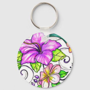 Hawiian Hibiscus Flowers Keychain