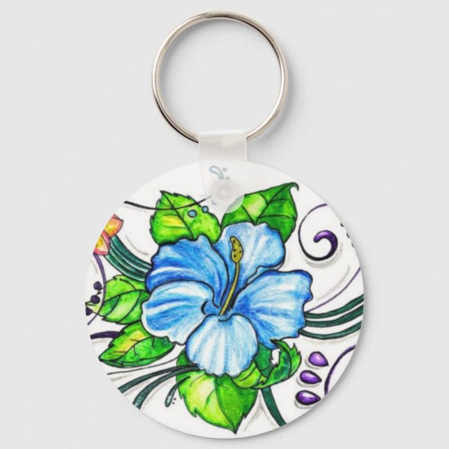 Hawiian Hibiscus Flowers Keychain (Front)
