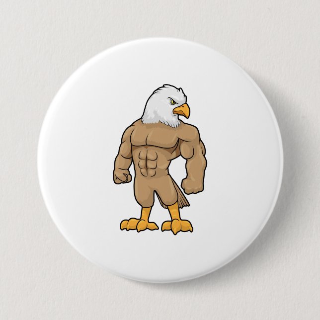 Hawk as Bodybuilder with Six pack 3 Inch Round Button (Front)