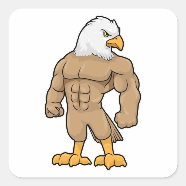 Hawk as Bodybuilder with Six pack Square Sticker (Front)