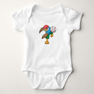 Hawk at Baseball with Baseball bat Baby Bodysuit