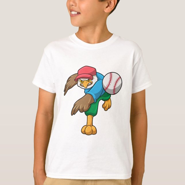 Hawk at Baseball with Baseball bat T-Shirt (Front)