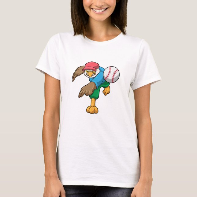 Hawk at Baseball with Baseball bat T-Shirt (Front)