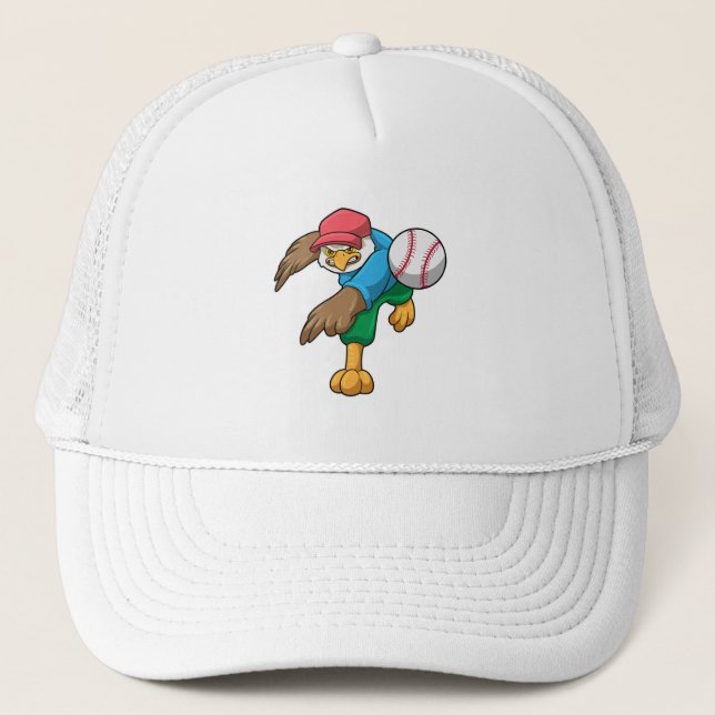 Hawk at Baseball with Baseball bat Trucker Hat (Front)