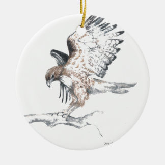 Hawk Ceramic Ornament