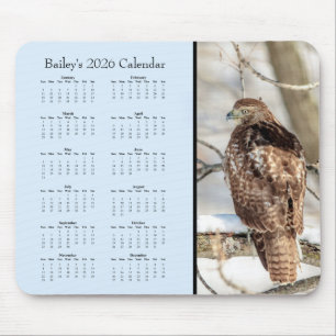 Hawk - Full year 2026 customizable calendar Mouse Pad