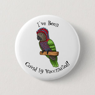 Hawk headed parrot bird cartoon illustration 2 inch round button