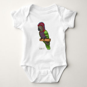 Hawk headed parrot bird cartoon illustration baby bodysuit
