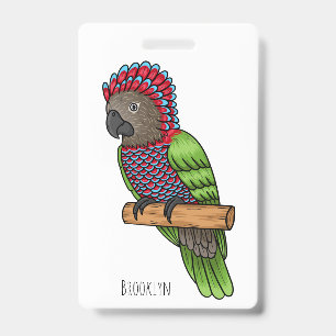 Hawk headed parrot bird cartoon illustration badge