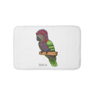 Hawk headed parrot bird cartoon illustration bath mat