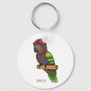 Hawk headed parrot bird cartoon illustration keychain