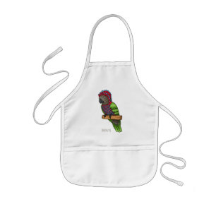 Hawk headed parrot bird cartoon illustration kids apron