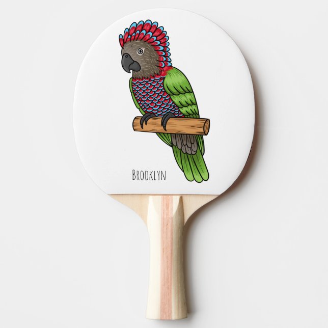 Hawk headed parrot bird cartoon illustration ping pong paddle (Front)