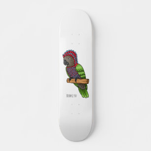 Hawk headed parrot bird cartoon illustration skateboard
