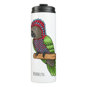Hawk headed parrot bird cartoon illustration thermal tumbler