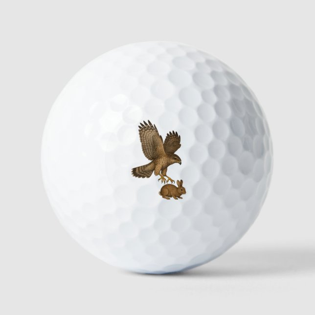 Hawk in a Dive – Precise Nature Illustration Golf Balls (Front)