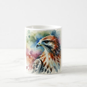 Hawk in serene nature 280824AREF135 - Watercolor Coffee Mug