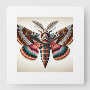 Hawk Moth 260824IREF237 - Watercolor Square Wall Clock