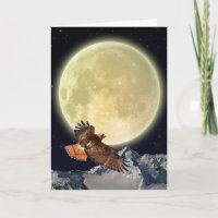 HAWK, MOUNTAINS & MOON Raptor Greeting Card