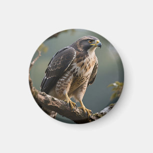Hawk Perched on Branch Magnet