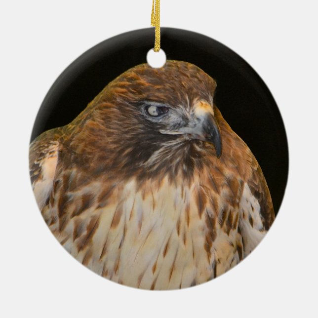 Hawk Totem Ceramic Ornament (Back)