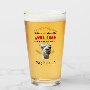 Hawk tuah spitting llama personalized barware glass