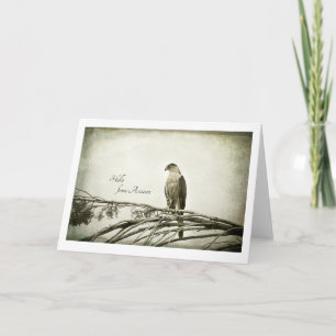 Hawk, vintage style, blank notecard