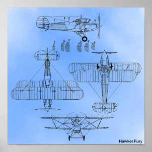 Hawker Fury Airplane Poster